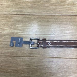 Sun + Stone Faux Mens Faux Leather Belt Brown 38/40 Heavy Stitched Casual L
